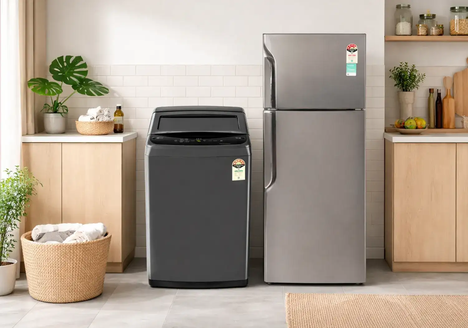 Double Door Fridge & Top Load Washing Machine Combo